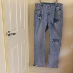 NWT Fashion Nova Light Blue Distressed Straight Leg Jeans
